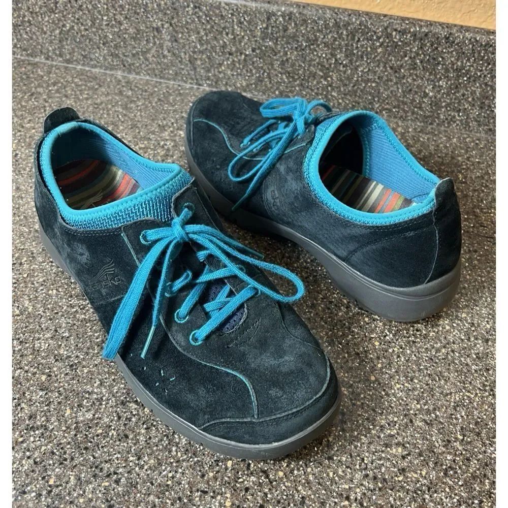 Dansko Blue Suede Lace Up Low Walking Shoes Sneakers Women's Size EU 40 US 9-9.5